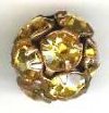 1 12mm Round Antique Copper with Topaz Rhinestones